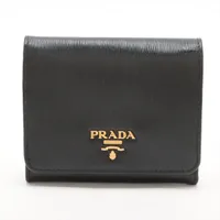 PRADA プラダ ヴィッテログレイン レザー 革 黒 ウォレット ブラック PRADA プラダ 財布 二つ折り VITELLO DAINO 2MO004 2BBE F0002