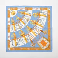 極美品☆エルメス スカーフ Cliquetis カチカチ剣柄 カレ90 ロゴ エルメス HERMES カレ90 Cliquetis カチカチ 剣柄 スカーフ