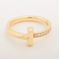 ★Tiffany&Co.★ Tワン ダイヤリング 750WG 定価41万 ティファニー Tワイヤー ダイヤ リング 750(YG) 2.6g DP019107
