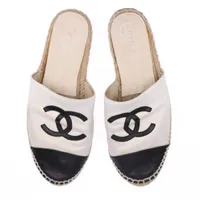 CHANEL ココマークエスパドリーユ レザースライドサンダル　白　35 楽天市場】【シャネル】Chanel ココマーク エスパドリーユ