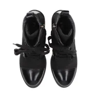 極美品　PRADA リ　ナイロン　ショートブーツ　ブラック　サイズ37 プラダ Re Nylon リ ナイロン ナイロン×レザー ショートブーツ