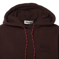 ミュウミュウ サイズ:M 25SS MJL025 ロゴ刺繍クロップドパーカー 新古品 SB01 ミュウミュウ 24年 コットン パーカー S レディース ブラウン