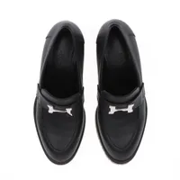 HERMES ブラックレザー ローファー エルメス パリ レザー ローファー 44A メンズ ブラック コンスタンス