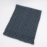 LOUIS VUITTON 新品未使用　ウールマフラー ブラック/ホワイト LOUIS VUITTON - 【本物保証】 新品同様 ルイヴィトン LOUIS