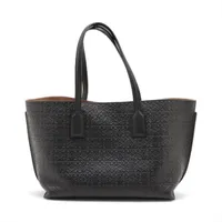 美品●ロエベ　ハンドバッグ　リピートアナグラム　総柄　レザー　キャンバス　黒色 美品○ロエベ ハンドバッグ リピートアナグラム 総柄 レザー