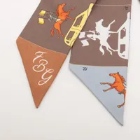 HERMES ツイリー パレード　シルク　スカーフ ブラウン HERMES - エルメス HERMES ツイリー 「HERMES PARADE」 スカーフ