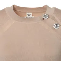 HERMES エルメス　カシミヤ 半袖 ニット ベージュ クルーネック HERMES - 美品 エルメス カシミヤ 半袖ニット セーター