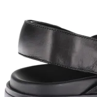 正規店買付【プラダ】ブラック レザー ローサンダル PRADA - PRADA(プラダ) サンダル 36 レディース - 黒 レザーの