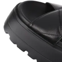 正規店買付【プラダ】ブラック レザー ローサンダル PRADA - PRADA(プラダ) サンダル 36 レディース - 黒 レザーの