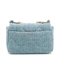 【CHANEL 】ブルーツイード WOC ネイビー系 A69900 シルバー金具 シャネル ドーヴィルGM ツイード×レザー チェーントートバッグ