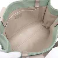 クロエ ウッディ ミディアム キャンバスxレザー トートバッグ グリーン