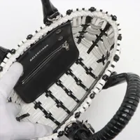 バレンシアガ ビストロXXS エナメル 2WAYハンドバッグ ホワイトx
