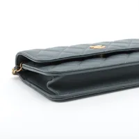シャネル チェーンウォレット ラムスキン グレー/S金具 シャネル マトラッセ ラムスキン チェーンウォレット ココマーク