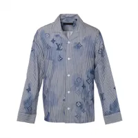 美品　現行モデル　ルイヴィトン　モノグラム　総柄　シャツ　ブルー　サイズXS ヴィトン 21SS コットン シャツ XS メンズ ブルー RM211V
