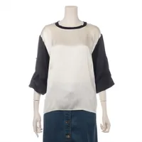 シャネル ココボタン P63 シルク ブラウス 36 レディース アイボリー