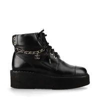 シャネル ココマーク レザー ショートブーツ 36 レディース ブラック