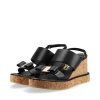【サルヴァトーレフェラガモ】ウェッジソール/サンダル/黒/6 1/2B Salvatore Ferragamo - 美品 フェラガモ ☆ パイソンレザー