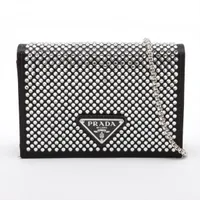 PRADA カードケース　ラインストーン プラダ クリスタル レーヨンxシルクxラインストーンxGP カード
