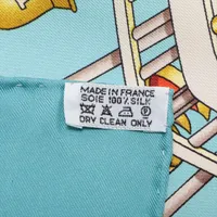 エルメス カレ90 RAILING 船の手摺 スカーフ シルク ブルー ID031562