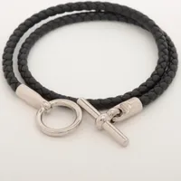 ミッチ　極美品　エルメス　グレナン　ブレスレット　ブラック　箱付き HERMES エルメス レザーブレスレット グレナンH ヴォー