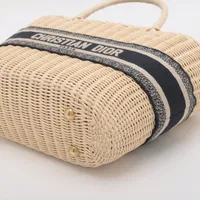かごバッグ★パニエ Wicker Dior シャポーバッグ Christian Dior Oblique Panier Chapeau bag rattan x canvas