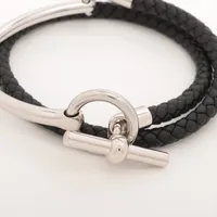 エルメス グレナン Hリンク ブレスレット GP ブラック A3679616