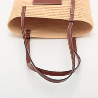 ロエベ スクエアバスケット スモール ラフィアxレザー カゴバッグ