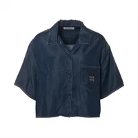 ミュウミュウ 24年 コットン ポロシャツ XS レディース パープル