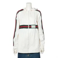 良品【GUCCI】ジャケット/アイボリー/オフホワイト/46/クリーニング済み/ グッチ コットン ジャケット XS レディース アイボリー 605613