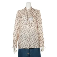 グッチ シルク ブラウス 38 レディース ベージュ 519339 ロゴ 総