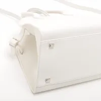 THE ROWザロウ★マルゴー10レザー ハンドバッグ ホワイトAランク ザロウ ソフトマルゴー10 レザー ハンドバッグ ホワイト