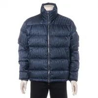 ディオール オブリーク ナイロン ダウンジャケット 44 メンズ ネイビー