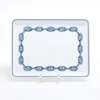 HERMES エルメス シェーヌダンクル スクエアプレート 角皿 エルメス シェーヌダンクル スクエアプレート 陶器 ブルー 底印