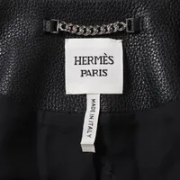 エルメス 24年 ディアスキン レザージャケット 38 レディース ブラック