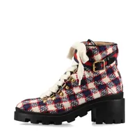 美品✨希少　GUCCI ニット　ショートブーツ　シェリーライン　レザー 24SS◇GG モノグラム入り ヒールアンクルブーツ (GUCCI/ショートブーツ