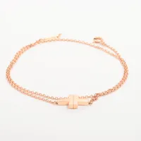 ティファニー T TWO ダブルチェーン ブレスレット 750(PG) 3.9g