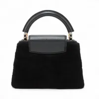 LOUIS VUITTON カプシーヌ MINI ブラック ヴィトン LVロゴxファー カプシーヌMINI - ブラック RFID反応