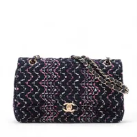 レア！【CHANEL】ツイード ハンドル チェーン フラップ 銀ロゴ CHANEL シャネル ネックレス ABE114 B17803 メタル チェーン