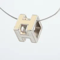 HERMES　エルメス　カージュドアッシュ Hキューブ ネックレス アイボリー エルメス カージュドアッシュ Hキューブ ネックレス メタル 9.3g