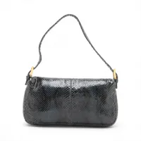 フェンディ マンマバケット パイソン ショルダーバッグ ネイビー