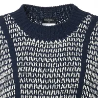 CHANEL シャネル ココボタン タートル五分袖ニット ネイビー シャネル ココボタン P51 コットン ニット 38 レディース