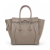 セリーヌ　ラゲージ　マイクロ　メタリックシルバー　ハンドバッグ　美品☆ セリーヌ ラゲージ マイクロショッパー レザー ハンドバッグ