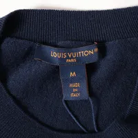 ヴィトン LVロゴ 25AW ウール 半袖ニット M レディース ネイビー