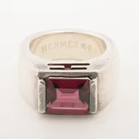 ■HERMES■ Hロゴ カラーストーンリング コンビ リング □HERMES□ Hロゴ カラーストーンリング コンビ リング
