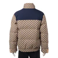 グッチ GGキャンバス ナイロン ダウンジャケット 44 メンズ ベージュ