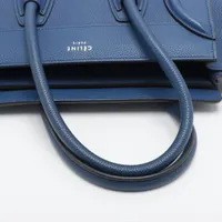 希少【CELINE】ブルー レザー ラゲージマイクロ ハンドバック セリーヌ ラゲージ マイクロショッパー レザー ハンドバッグ