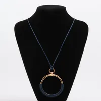 エルメス ループグラン ペンダント レザー ネイビー ネックレス