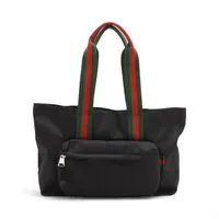 ✨グッチ ナイロンキャンパストートバッグ A4 ブラック シンプル グッチ ロゴ ナイロンxキャンバス トートバッグ ブラックx