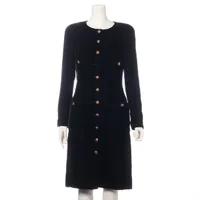 CHANEL ブラック チェスターコート　38 CHANEL シャネル ダブルロングコート ウール100%・裏地シルク100
