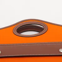 ◇【人気モデル】オレンジカラー２WAYレザーハンドバック◇ バーバリー ミニツートン キャンバスxレザー 2WAYハンドバッグ